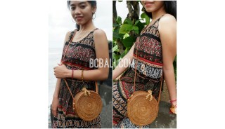 bali circle bags ata grass rattan strap handmade ethnic design